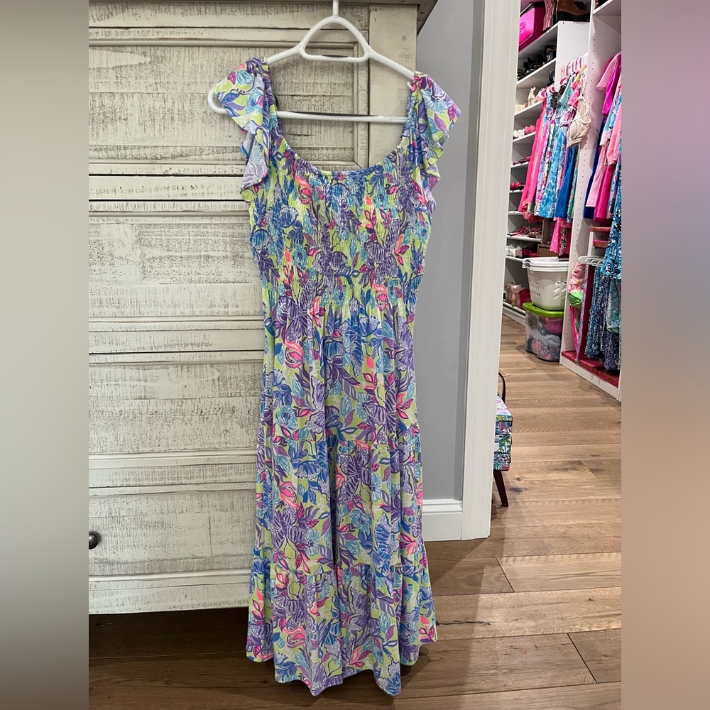 Lilly Pulitzer Jilly Midi Smocked Dress- size Medium